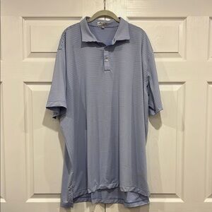 PETER MILLAR Summer Comfort Blue and White Striped Polo Mens Size XL